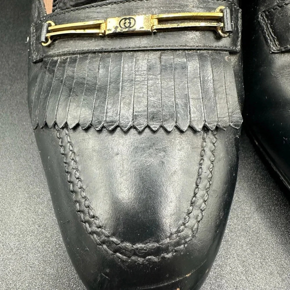 Vintage Gucci Leather Black Heels Loafers 40.5 - Picture 2 of 13